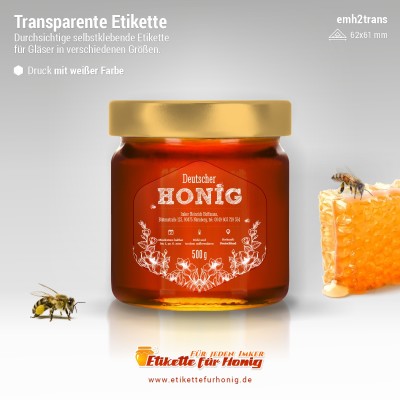 Transparenter Honigaufkleber – Farbe Weiß – emh2trans-bw 16