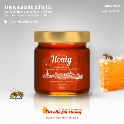 Transparenter Honigaufkleber – Farbe Weiß – emh2trans-bw 17