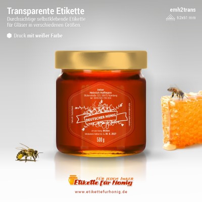 Transparenter Honigaufkleber – Farbe Weiß – emh2trans-bw 18