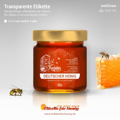 Transparenter Honigaufkleber – Farbe Weiß – emh2trans-bw 19