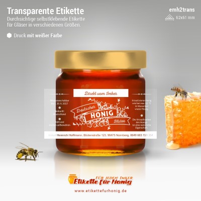 Transparenter Honigaufkleber – Farbe Weiß – emvtrans-bw 21
