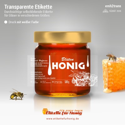 Transparenter Honigaufkleber – Farbe Weiß – emvtrans-bw 22